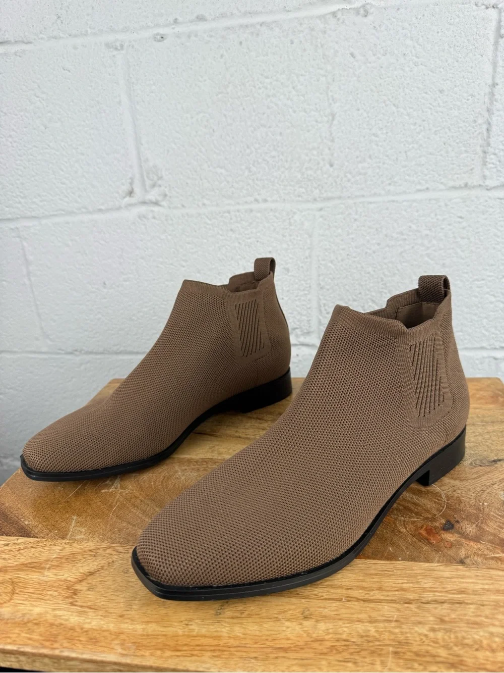 VIVAIA Knit Chelsea Ankle Boots Taupe Brown EU 40.5 US 9.5